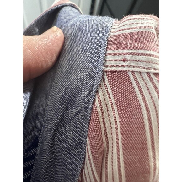 Orvis Women’s Small Dusty Rose Striped Shirt Leather Trim Long Sleeve Button Up - Picture 15 of 15